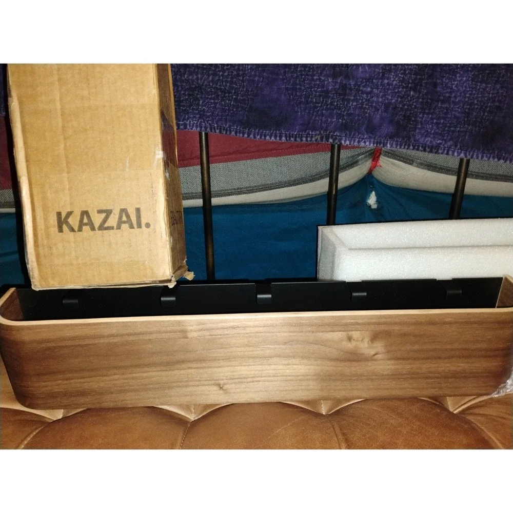 Kazai Toke Wall Mounted Coat Rack Modern Hidden Hooks Solid Wood Walnut 5 Hooks